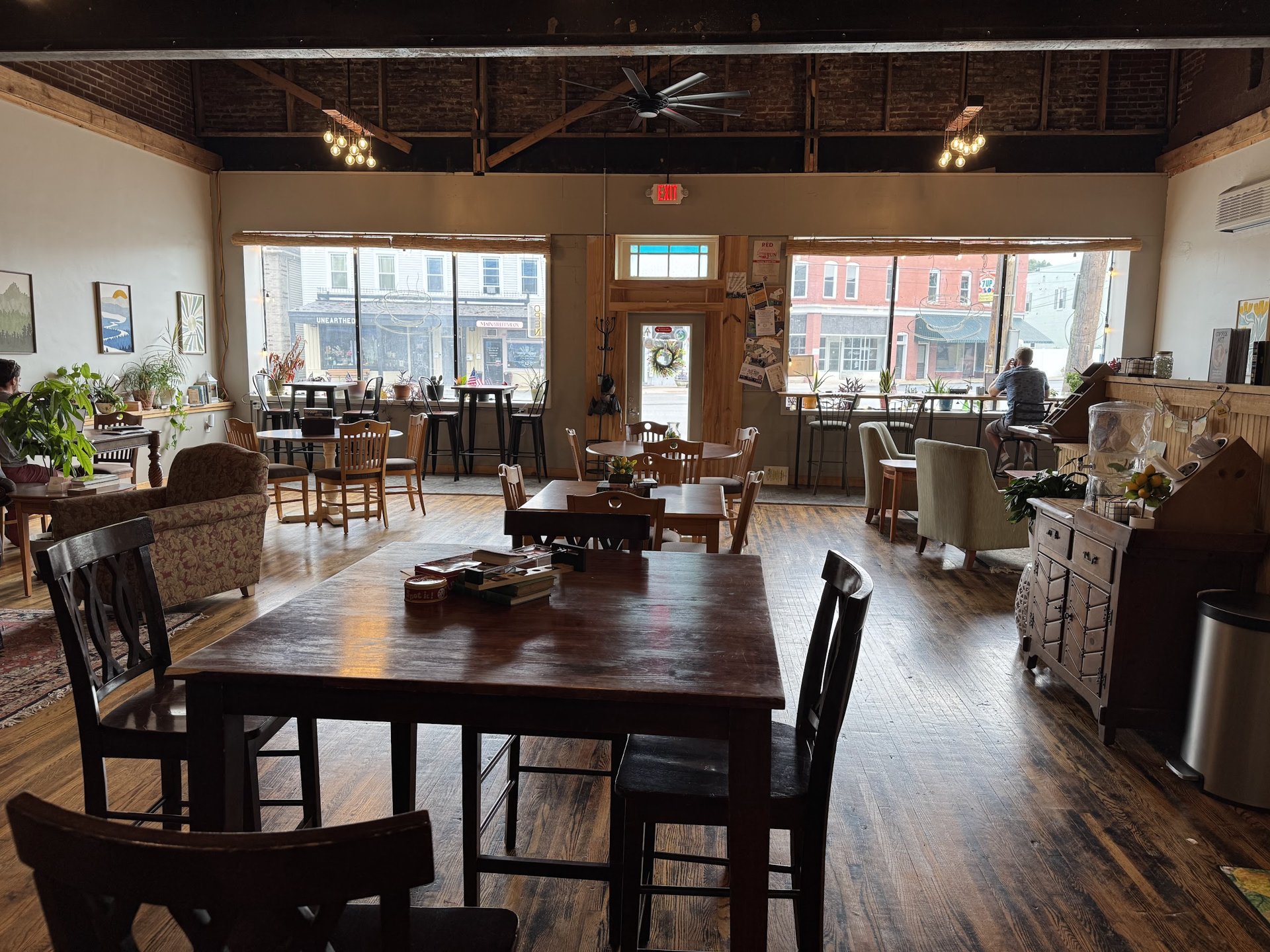 Golden light fills Good Day Café's welcoming timber-frame interior