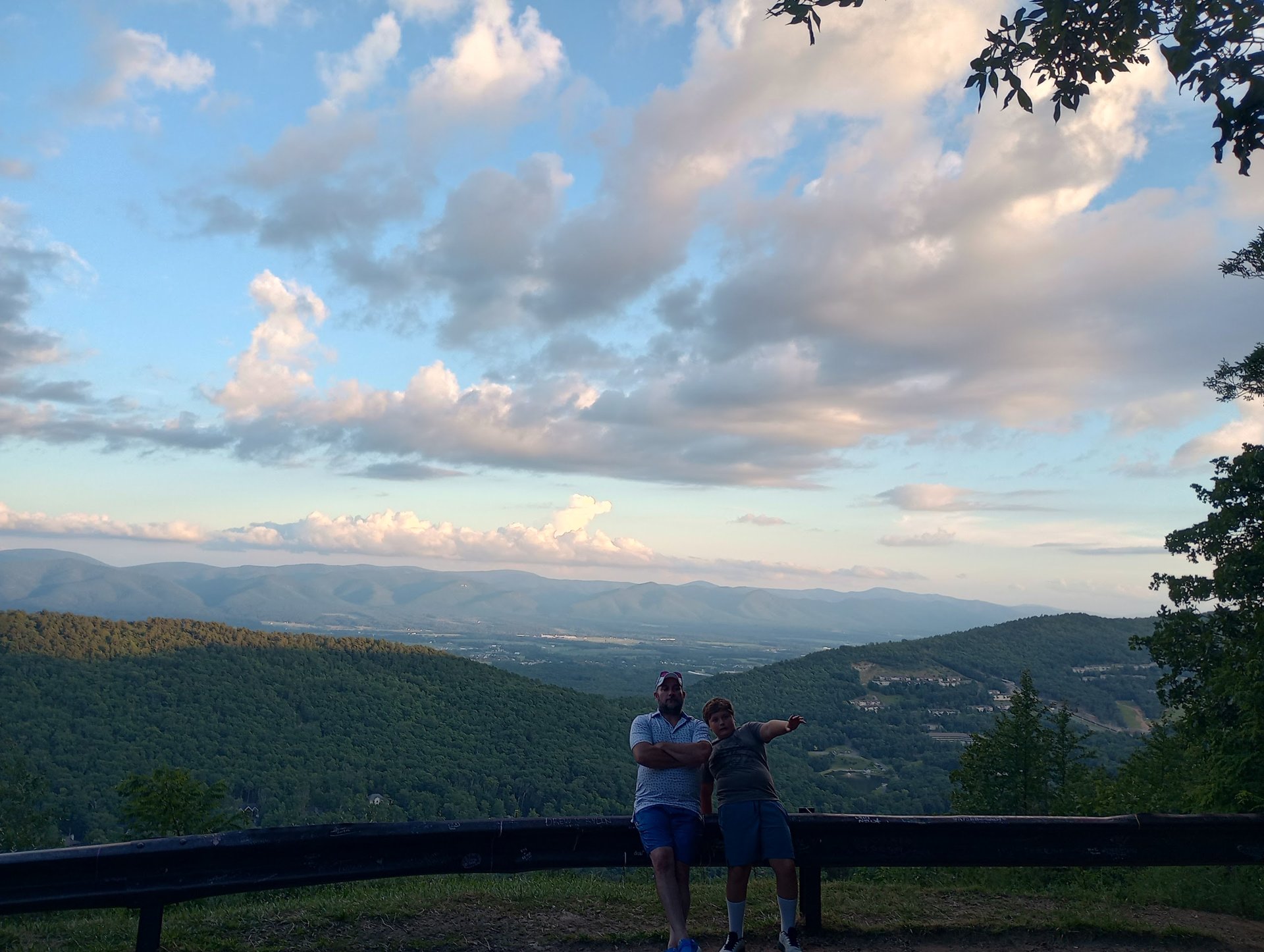 Blue Ridge mountain views from Skyline Drive at golden hour